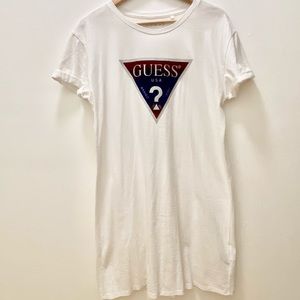 White red/purple velvet Guess T-shirt dress - M